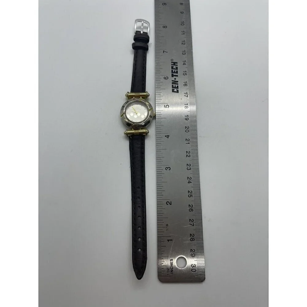 Sarah Coventry Women's LSC279S Japan 2 Tone Round Face Watch Leather Band